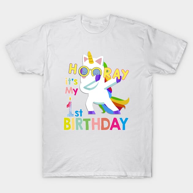 First birthday 1st birthday dabbing unicorn hooray T-Shirt by zrika